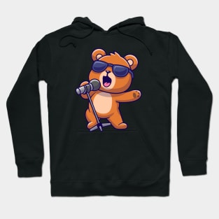 Cute Bear Singing Cartoon Hoodie